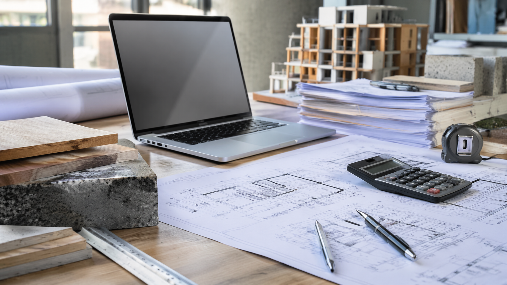 Чертежи, измерительные инструменты и материалы как образ ресурсного расчёта сметы ремонта